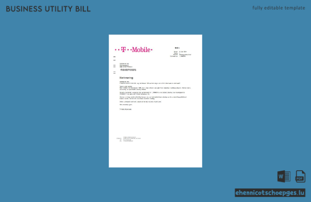 Vorschau einer Beispielrechnung für Geschäftskunden von T-Mobile in den Niederlanden